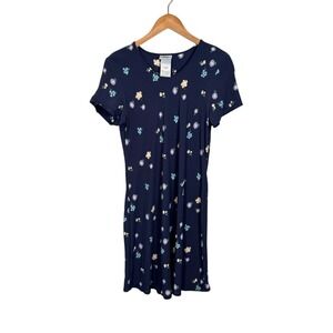 Laura Ashley‎ Vintage Floral Dress Size 8 Navy Blue Midi Prairie Cottage 1980s